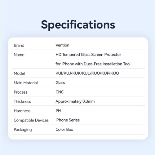 Vention iPhone 16 Pro, (HD edzett üveg, pormentesítővel), telefon kijelző védő üveg