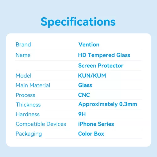 Vention iPhone 15 Plus, (HD edzett üveg), telefon kijelző védő üveg