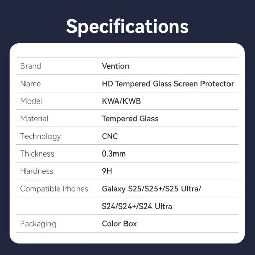 Vention Samsung Galaxy S24 Ultra, (HD edzett üveg, pormentesítővel), telefon kijelző védő üveg