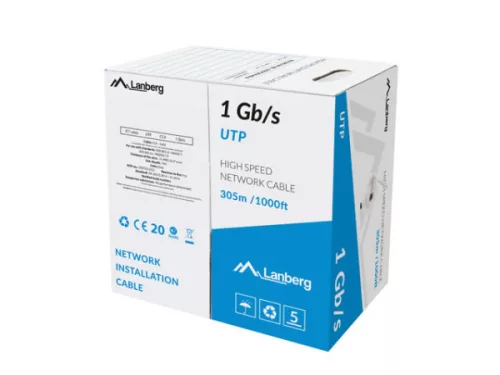 Lanberg LCU6-10CC-0305-S UTP CCA 1Gb/s 250MHz 305m árnyékolatlan réz bevonatú alumínium fali kábel