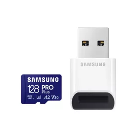 SAMSUNG SD kártya, 128GB, PRO PLUS, olvasó, Blue Wave