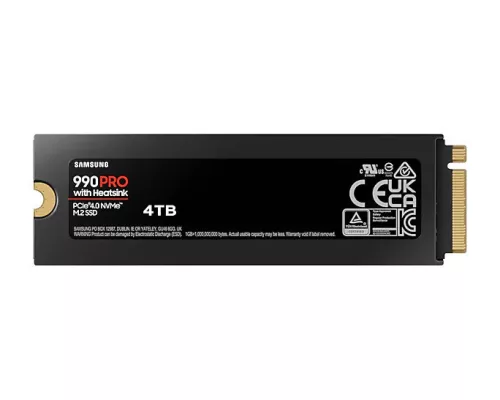 SAMSUNG SSD Belső, 4TB, 990 PRO, Heat-Sink, PCIe 4.0, 2400 TBW