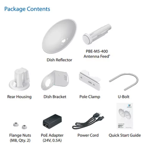 Ubiquiti PowerBeam PBE-M5-400 M5 400mm outdoor 5GHz AirMAX Bridge 25dbi Gigabit LAN
