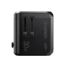 Choetech USB-C+A*3 (4port,30W, fekete, travel, US,UK,EU,AU), töltő