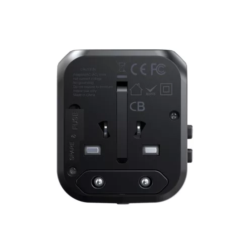 Choetech USB-C+A*3 (4port,30W, fekete, travel, US,UK,EU,AU), töltő
