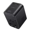 Choetech USB-C*2+A (65W, fekete, travel, US,UK,EU,AU), töltő