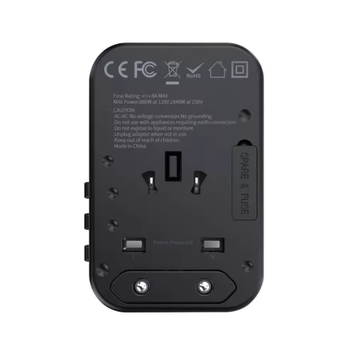 Choetech USB-C*2+A (65W, fekete, travel, US,UK,EU,AU), töltő