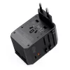 Choetech USB-C*2+A*2 (45W, fekete, travel, US,UK,EU,AU), töltő
