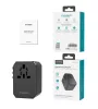 Choetech USB-C*2+A*2 (45W, fekete, travel, US,UK,EU,AU), töltő