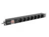 Lanberg PDU-07F-0200-BK 19" 1U 7xSchuko aljzat Schuko csatlakozóvéggel 2m túlfeszültségvédett elosztósor kapcsolóval