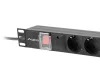 Lanberg PDU-07F-0200-BK 19" 1U 7xSchuko aljzat Schuko csatlakozóvéggel 2m túlfeszültségvédett elosztósor kapcsolóval