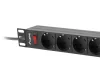 Lanberg PDU-09F-0300-BK 19" 1U 9xSchuko aljzat Uni-Schuko csatlakozóvéggel 3m fekete elosztósor kapcsolóval