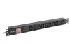 Lanberg PDU-10I-0200-IEC-BK 19" 1U 10xC13 aljzat C14 csatlakozóvéggel 2m fekete elosztósor kapcsolóval