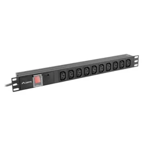   Lanberg PDU-10I-0200-IEC-BK 19" 1U 10xC13 aljzat C14 csatlakozóvéggel 2m fekete elosztósor kapcsolóval