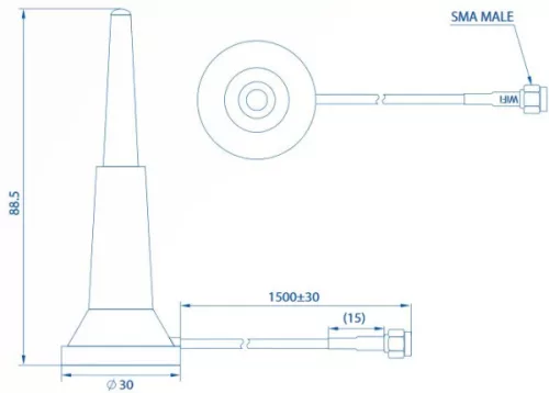 Teltonika PR1KRD30 Dual Band mágneses rögzíthető Wi-Fi antenna