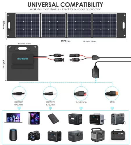 Choetech 200W (napelemes.könnyű), töltő