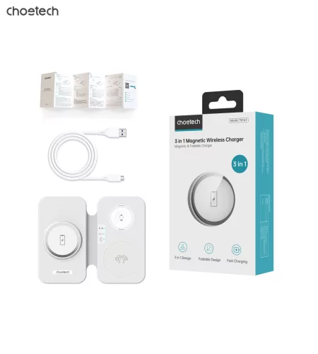 Choetech 3-1 hajtogatható, wireless, fehér, töltő