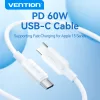 Vention Szövet USB-C -> USB-C,(3A, fehér), 2m, kábel