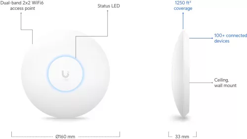 Ubiquiti UniFi U6+ 2x2 Wi-Fi 6 beltéri Access Point