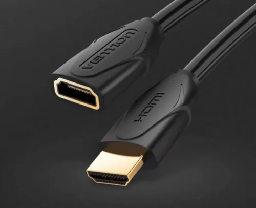 Vention HDMI/M -> HDMI/F (hosszabbító, fekete), 1m, kábel