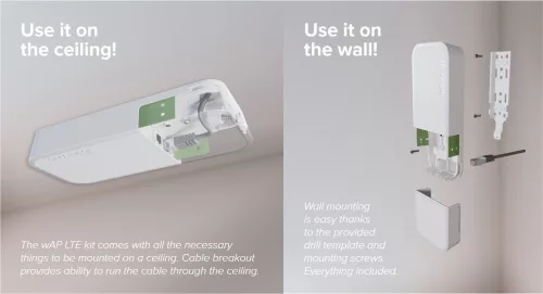 MikroTik wAPR-2nD&EC200A-EU wAP LTE kit 1xFE LAN port kültéri WiFi accesspoint, beépített LTE modemmel