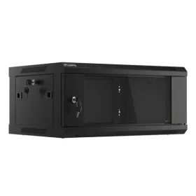   Lanberg WF01-6404-10B 19" 4U SZÉL:600mm MÉLY:450mm MAG:290mm lapraszerelt üvegajtós fekete fali rack szekrény