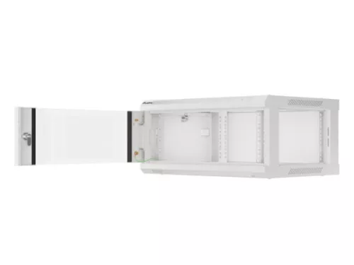 Lanberg WF01-6404-10S 19" 4U SZÉL:600mm MÉLY:450mm MAG:290mm lapraszerelt üvegajtós szürke fali rack szekrény
