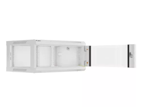 Lanberg WF01-6404-10S 19" 4U SZÉL:600mm MÉLY:450mm MAG:290mm lapraszerelt üvegajtós szürke fali rack szekrény