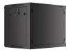 Lanberg WF01-6409-10B 19" 9U SZÉL:600mm MÉLY:450mm MAG:512mm lapraszerelt üvegajtós fekete fali rack szekrény