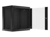 Lanberg WF01-6412-10B 19" 12U SZÉL:600mm MÉLY:450mm MAG:640mm lapraszerelt üvegajtós fekete fali rack szekrény