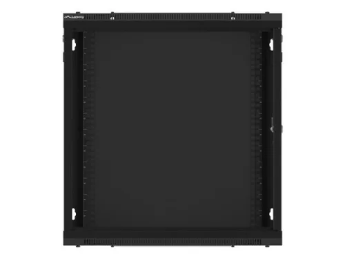 Lanberg WF01-6412-10B 19" 12U SZÉL:600mm MÉLY:450mm MAG:640mm lapraszerelt üvegajtós fekete fali rack szekrény
