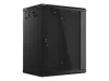 Lanberg WF01-6415-10B 19" 15U SZÉL:600mm MÉLY:450mm MAG:774mm lapraszerelt üvegajtós fekete fali rack szekrény