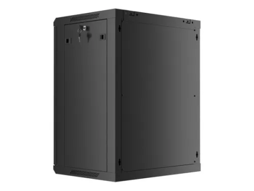 Lanberg WF01-6415-10B 19" 15U SZÉL:600mm MÉLY:450mm MAG:774mm lapraszerelt üvegajtós fekete fali rack szekrény