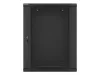 Lanberg WF01-6415-10B 19" 15U SZÉL:600mm MÉLY:450mm MAG:774mm lapraszerelt üvegajtós fekete fali rack szekrény