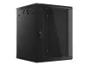 Lanberg WF01-6615-10B 19" 15U SZÉL:600mm MÉLY:600mm MAG:774mm lapraszerelt üvegajtós fekete fali rack szekrény
