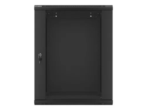 Lanberg WF01-6615-10B 19" 15U SZÉL:600mm MÉLY:600mm MAG:774mm lapraszerelt üvegajtós fekete fali rack szekrény