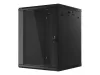 Lanberg WF01-6615-10B 19" 15U SZÉL:600mm MÉLY:600mm MAG:774mm lapraszerelt üvegajtós fekete fali rack szekrény