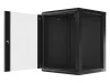 Lanberg WF01-6615-10B 19" 15U SZÉL:600mm MÉLY:600mm MAG:774mm lapraszerelt üvegajtós fekete fali rack szekrény
