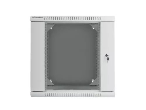Lanberg WF02-6612-10S 19" 12U SZÉL:600mm MÉLY:600mm MAG:640mm lapraszerelt üvegajtós szürke kétrészes fali rack szekrény