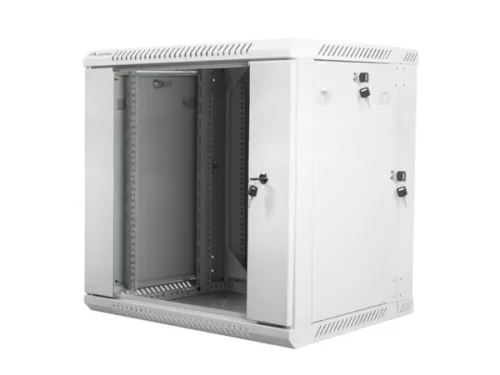 Lanberg WF02-6612-10S 19" 12U SZÉL:600mm MÉLY:600mm MAG:640mm lapraszerelt üvegajtós szürke kétrészes fali rack szekrény