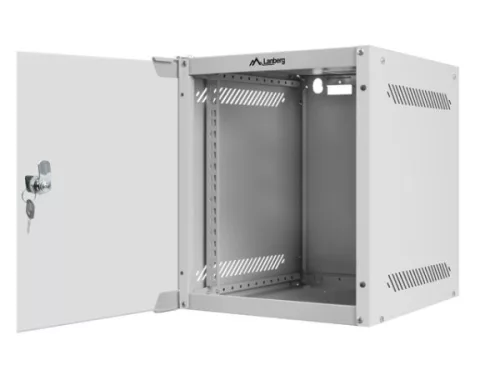 Lanberg WF10-2306-10S 10" 6U SZÉL:280mm MÉLY:310mm MAG:336mm lapraszerelt üvegajtós szürke fali rack szekrény